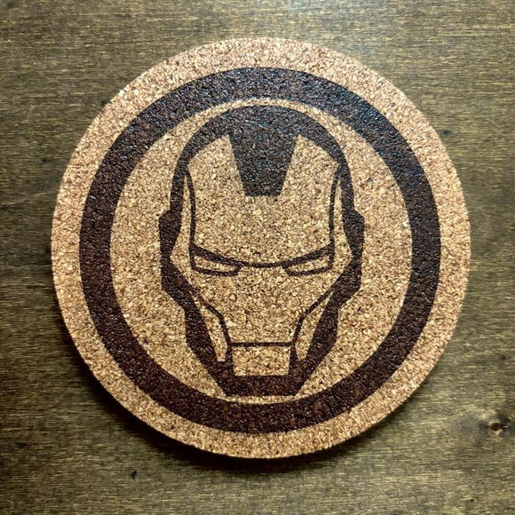 Other - Iron Man Helmet Logo Laser Engraved Cork Coaster